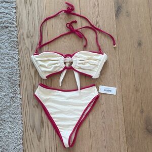 Montce Cream Bikini with Pink Trim